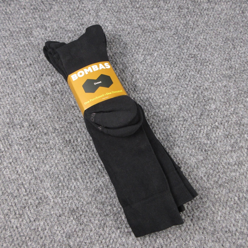 Bombas Socks Mens XL Black Knee High Cotton Blend Arch Support 4 Pairs NWT
